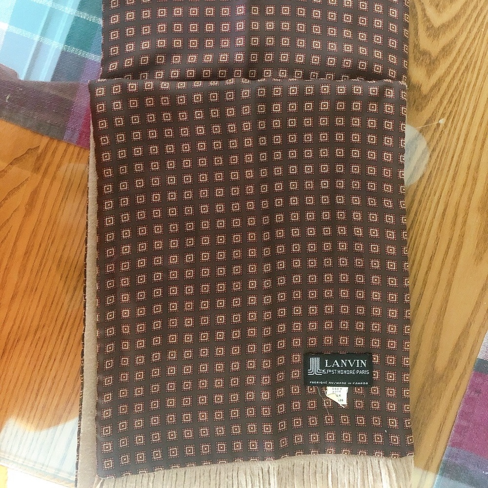 Lanvin Geometric Brown and Pink Scarf